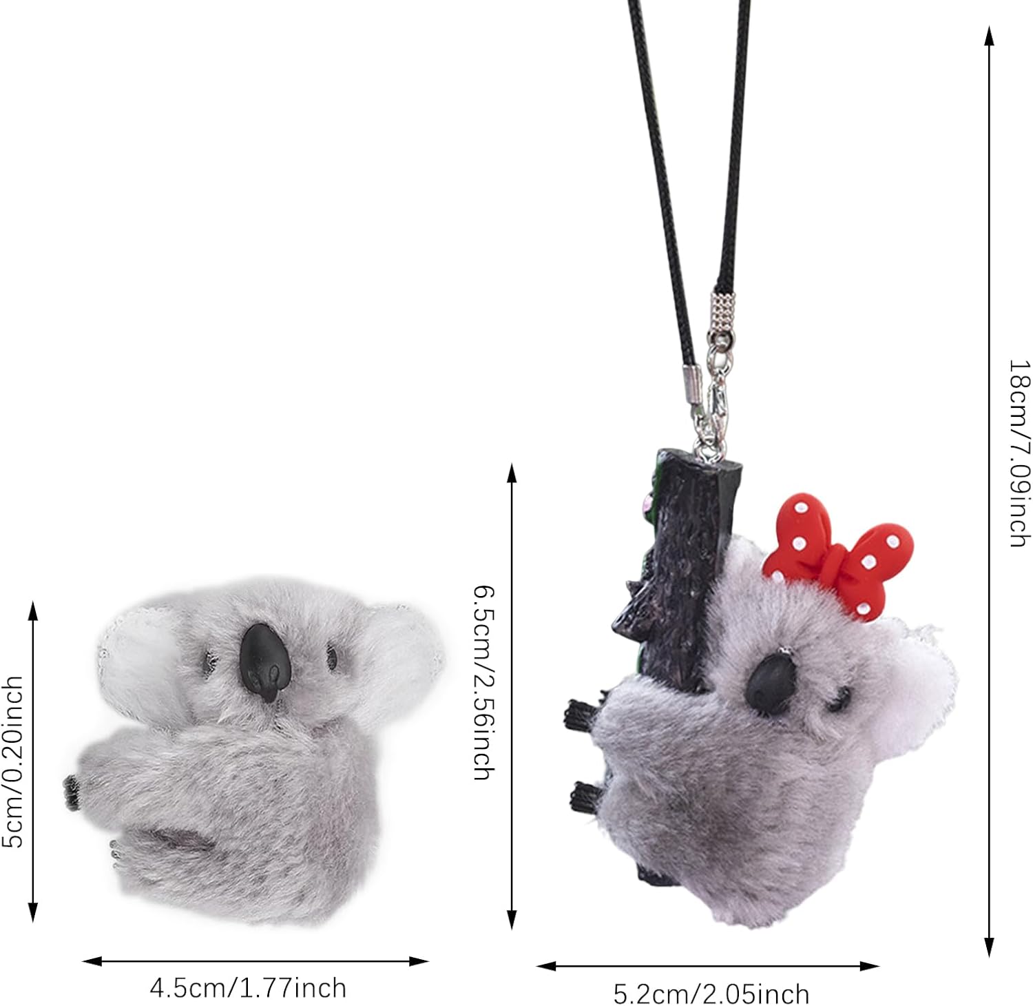 2 PCS Koala Car Rear View Mirror Hanging Charm,Interior Accessories, Car Center Console Decoration - Gift for Women Girls