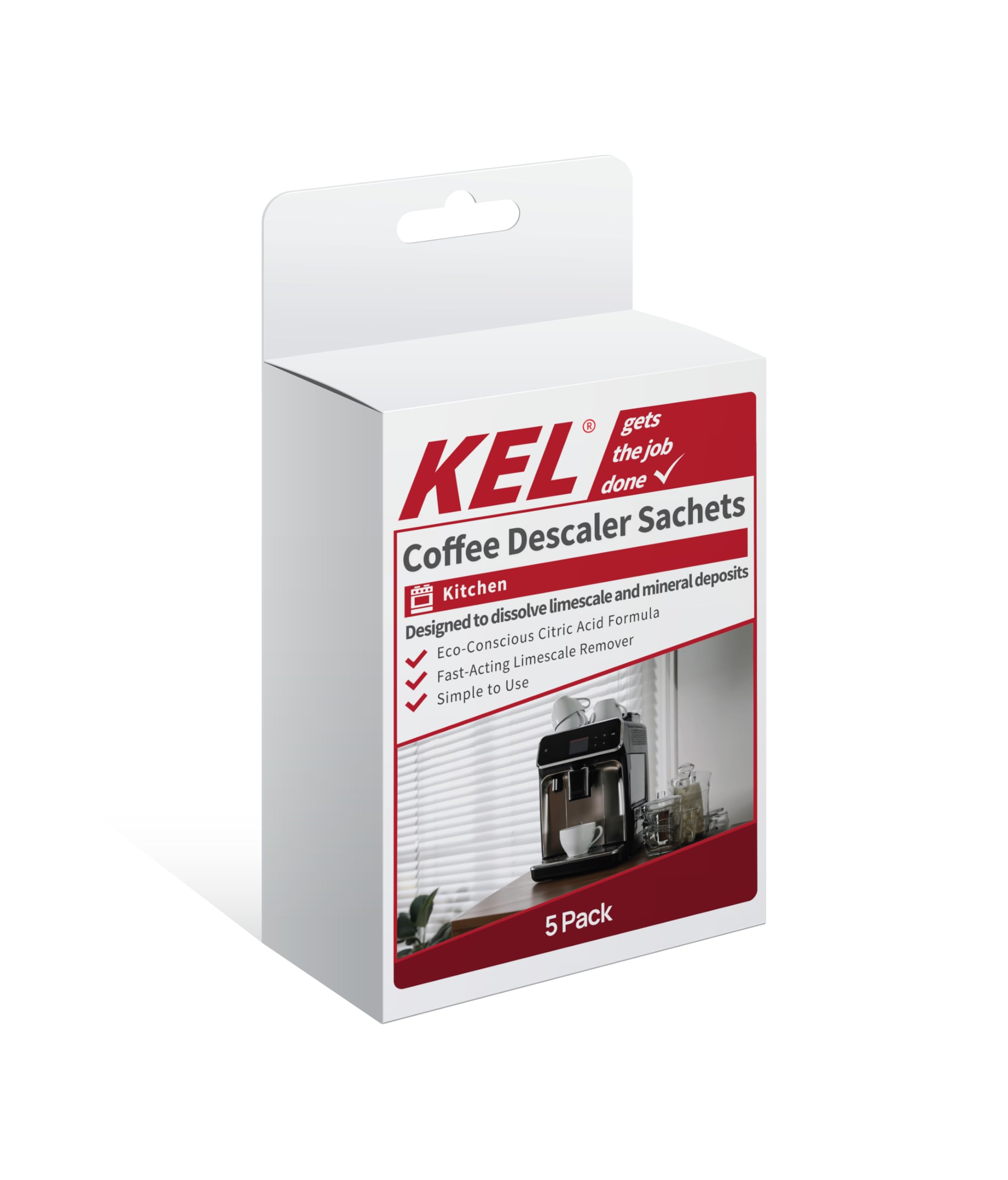 KEL – Coffee Machine Descaler Sachets – 5 x 50g – Fast-Acting Limescale Remover – Eco-Conscious Descaling Powder – For Espresso – Pod – Bean to Cup Machines