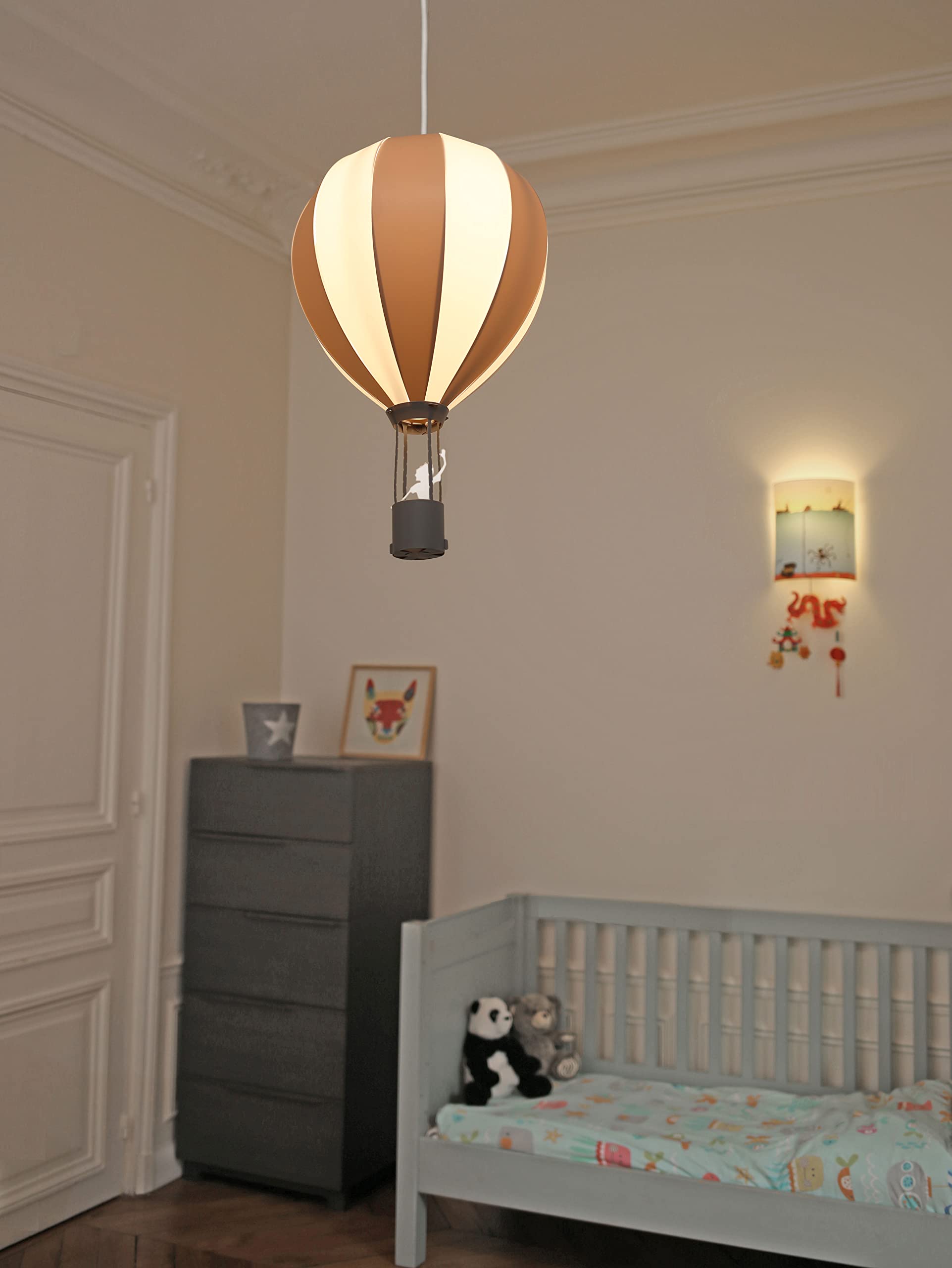 R&M Coudert Lampada da Soffitto Sospensione Camera Bambini Mongolfiera Grigio