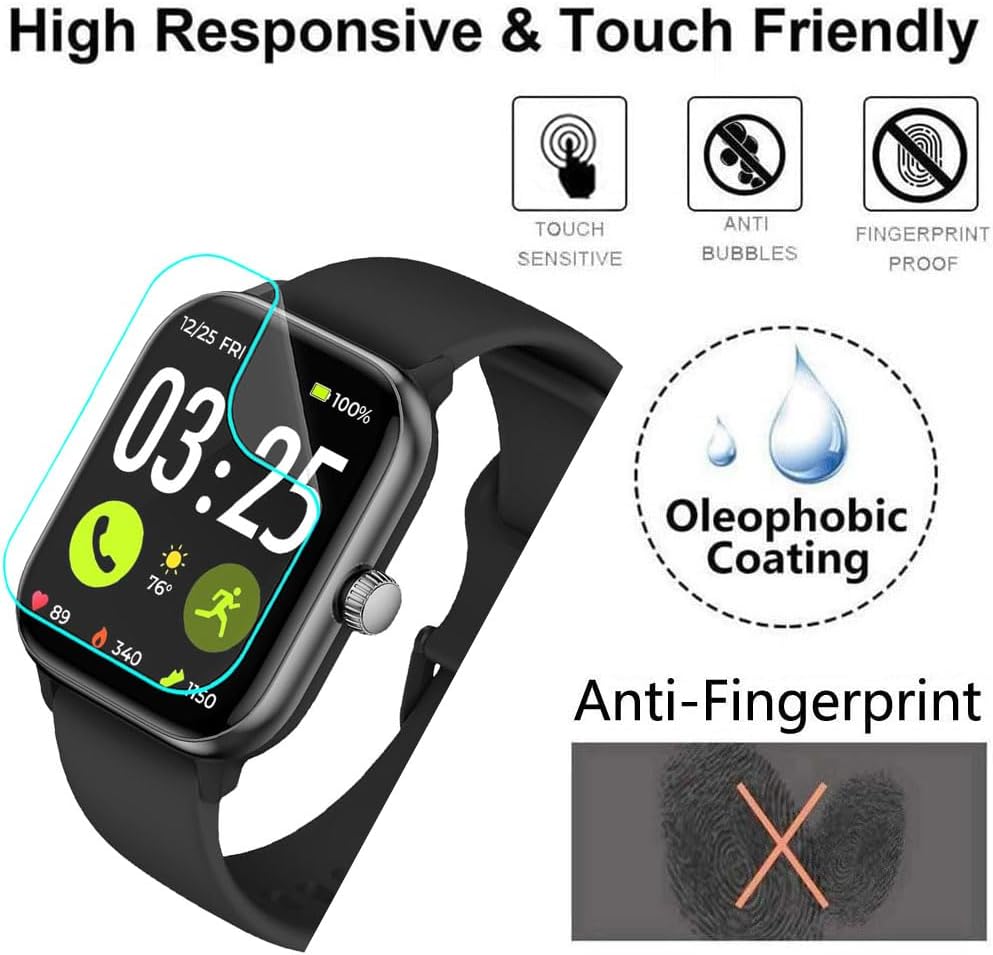 for Spade & Co Health Smartwatch 4 Screen Protector [5 Pack] HD Clear Soft PET Film [Anti-Fingerprint][Anti-Scratch][Bubble Free] Compatible for Spade & Co Health Smartwatch 4 Fitness Tracker