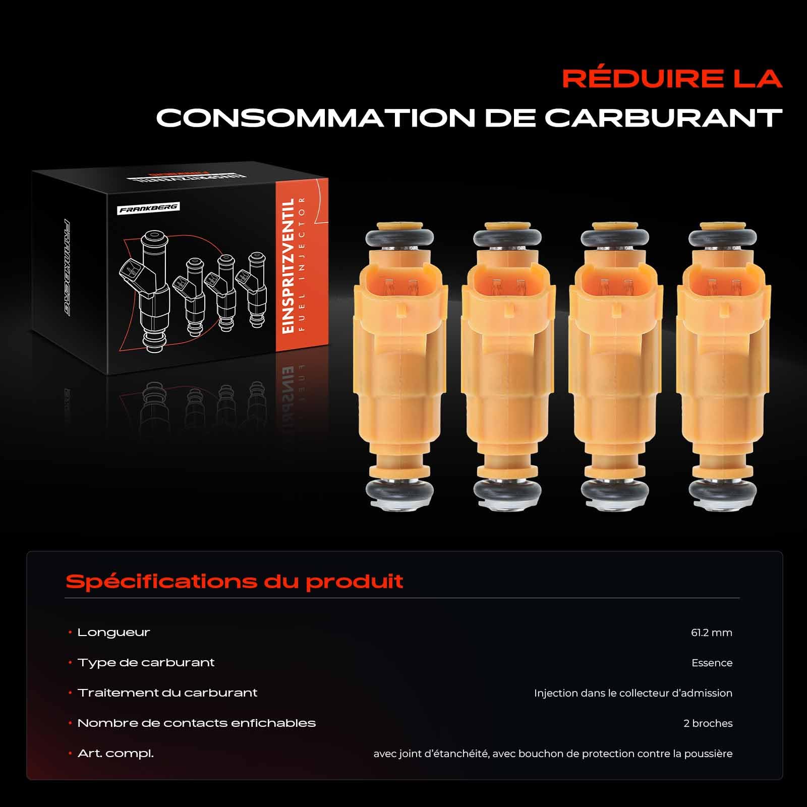 Frankberg 4x Buse d'injecteur de carburant Remplacer# 0280156427