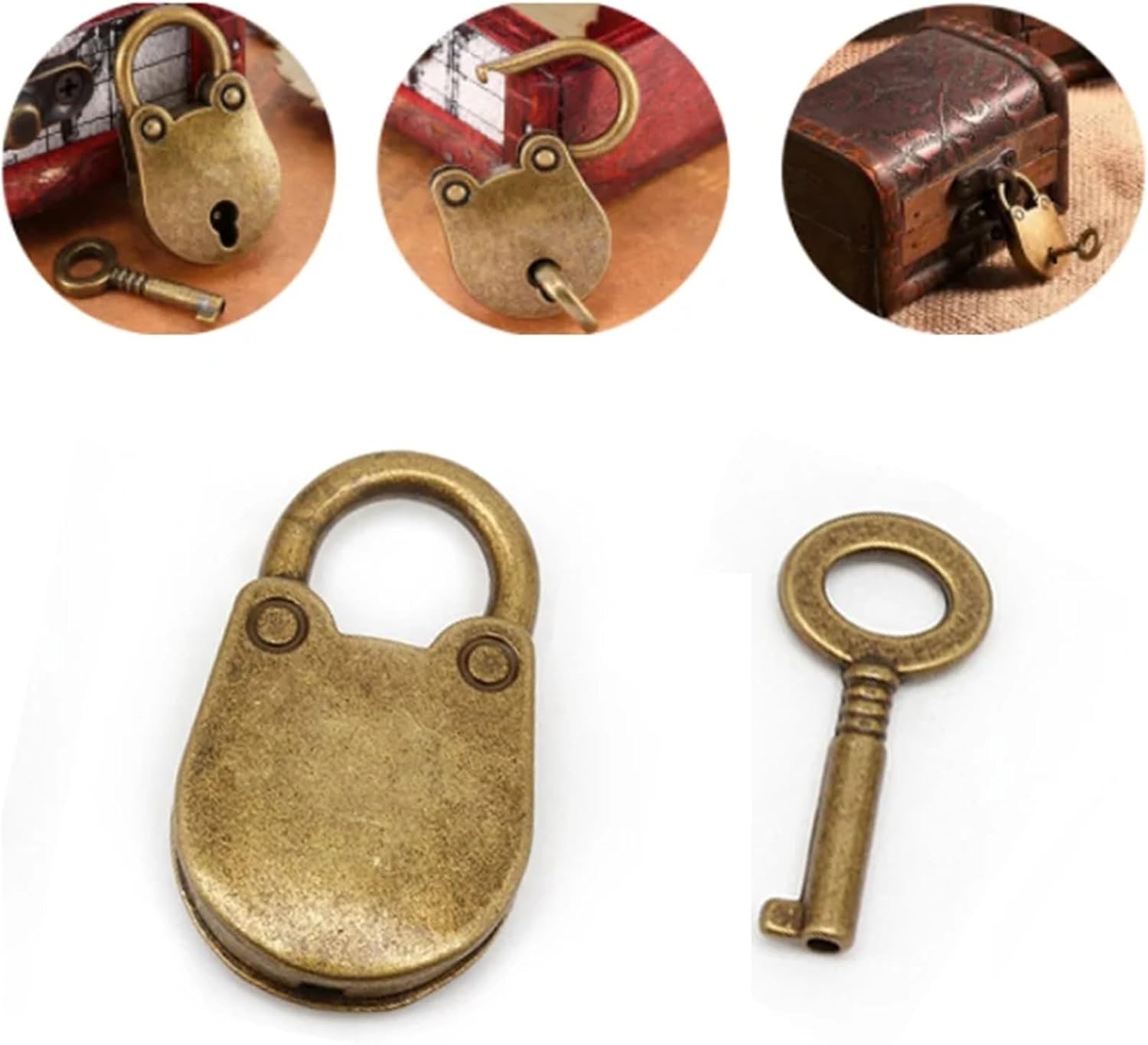 Metal Locks Padlock Small Luggage Box Key Lock Bronze Color Home Usage Hardware Decorations