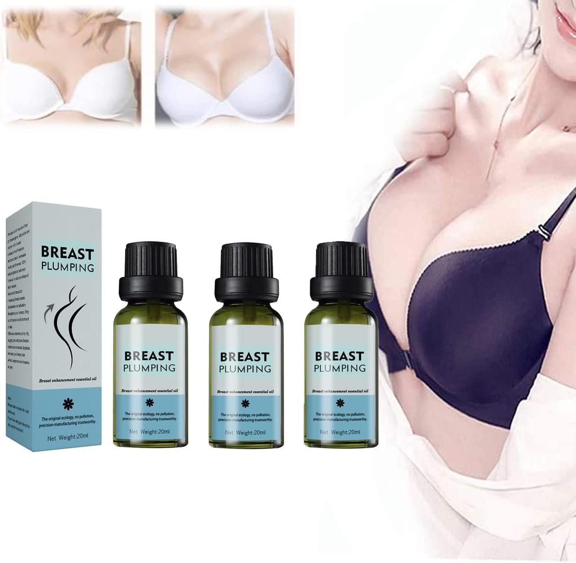 Curvy Beauty Korean Bust Massage Oil, Breast Plumping Oil, Natural Herbal Bust Up Essential Oil, Strengthens Skin Elasticity& Firmness (Color : 3pcs)