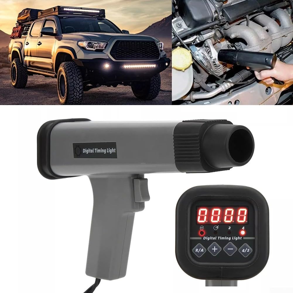 Luce digitale di temporizzazione del motore, 12 V, stroboscopica induttiva con sensore a clip per una regolazione accurata dell'accensione in auto, moto, barche e tosaerba, alloggiamento in ABS nero