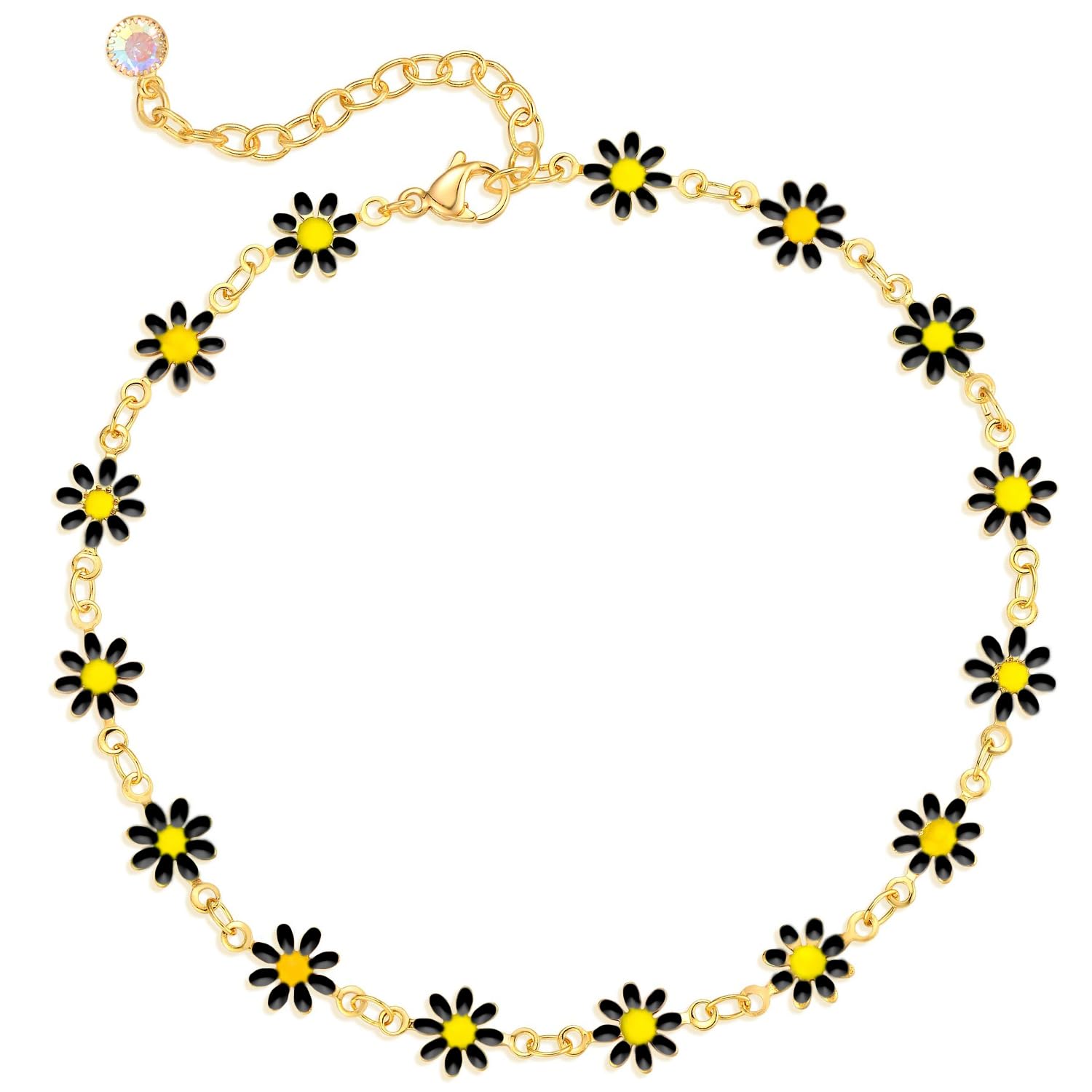 vama FASHIONS Golden Adjustable Multicolor Daisy Flower Ankle Bracelets Toes Foot Jewelry Leg Payal Anklets Charm Chains for Girls Women-picture-10