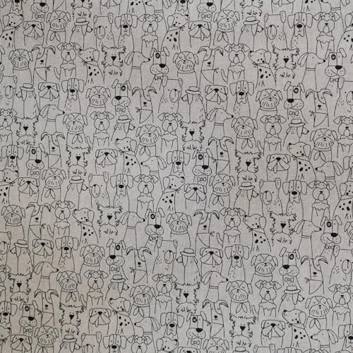 Comic Hunde Stoff – Baumwoll-Mischgewebe 80% Baumwolle – Pflegeleicht, atmungsaktiv – Hunde Cartoon Stoff für Kleidung, Kissen, Taschen, Patchwork & DIY – Stoffbreite ca. 140 cm