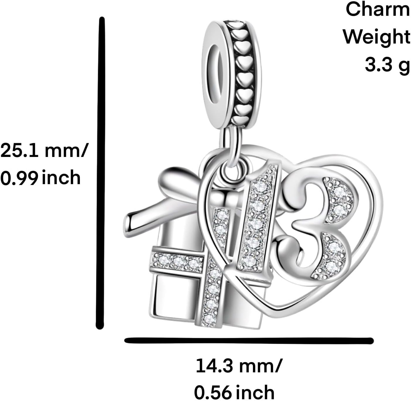 Sparkling Birthstone Gift for 13 Birthday Charm Compatible with Pandora Charms Bracelets Gift Box Pendant for Women - Image 4