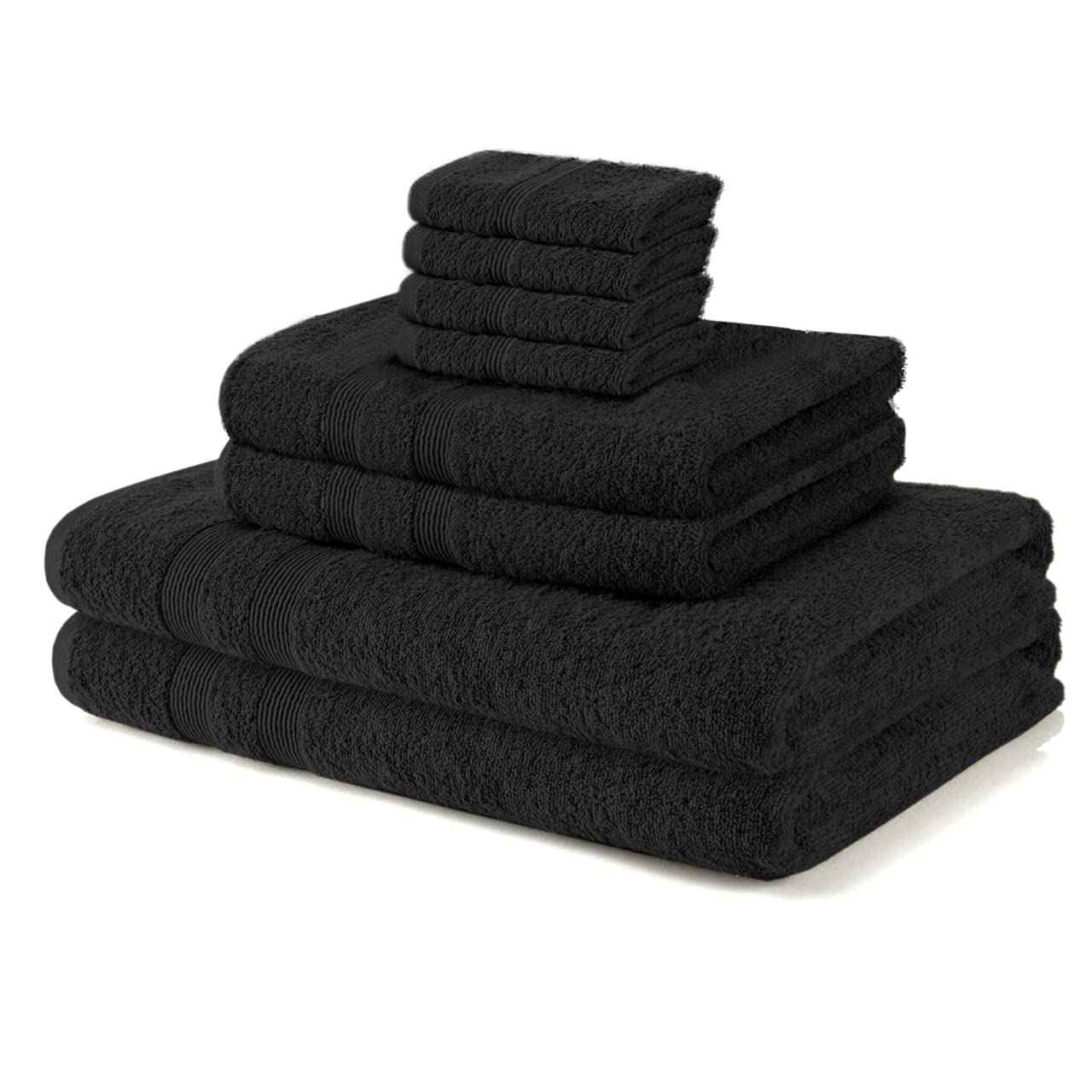 Vozbi Towels Set - (8 Pieces) 2 Bath Towels, 2 Hand Towels and 4 Washcloths - 500 GSM Egyptian Collection Towel Bale - Ring Spun Cotton Towel Set Black