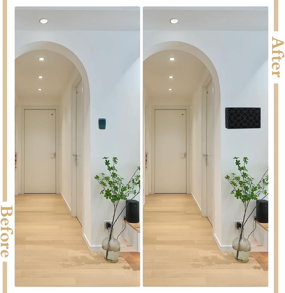 CUTHOLLOW Doorbell Chime Cover Box Plate for Wall Inside, Aesthetic Wooden Doorbell Cover for Home Upgrade Outdoor Indoor, Universal Fit and Easy to Install Decorative Modern Doorbell Box Only, Black