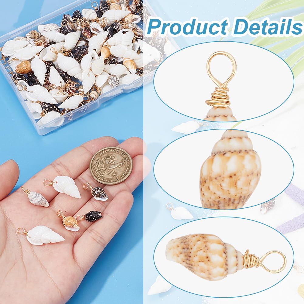 HOBBIESAY 120Pcs 3 Styles Natural Shell Charms Spiral Seashells Pendant Ocean Conch Dangle Charms Tiny Sea Beach Charm for Necklace Bracelet Earring Jewelry Making DIY Craft - Image 4