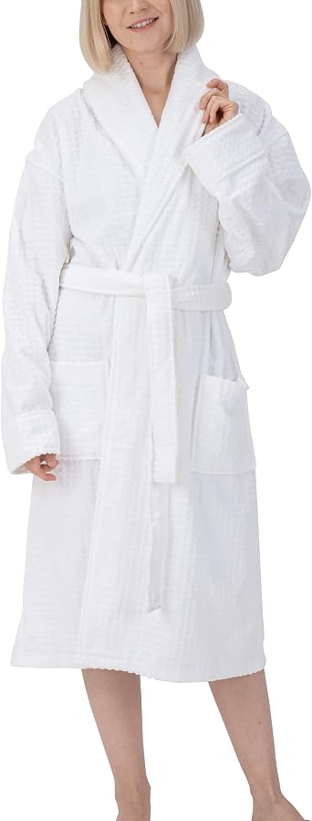 Alpine Swiss Elyse Womens Luxury Waffle Knit Cotton Bathrobe Shawl Collar Hotel Spa Robe
