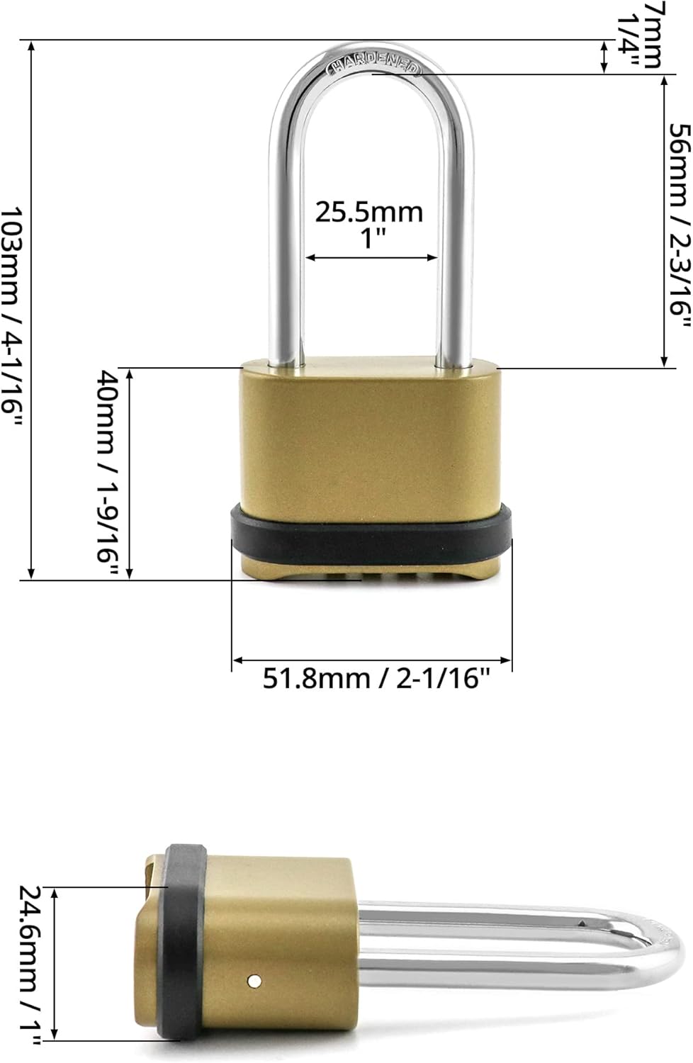 QWORK Combination Lock, Heavy Duty Weatherproof Padlock with Buckle Design, Brass Finish - Perfect for Gates, Fences, Toolboxes, and Storage Cabinets