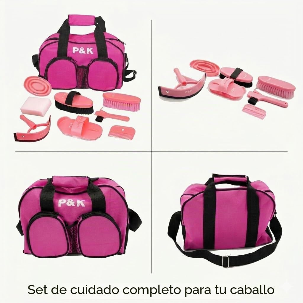 P&K Juego de Cuidado de Caballos Rosa Juego de Herramientas para el Juego de Limpieza de Caballos