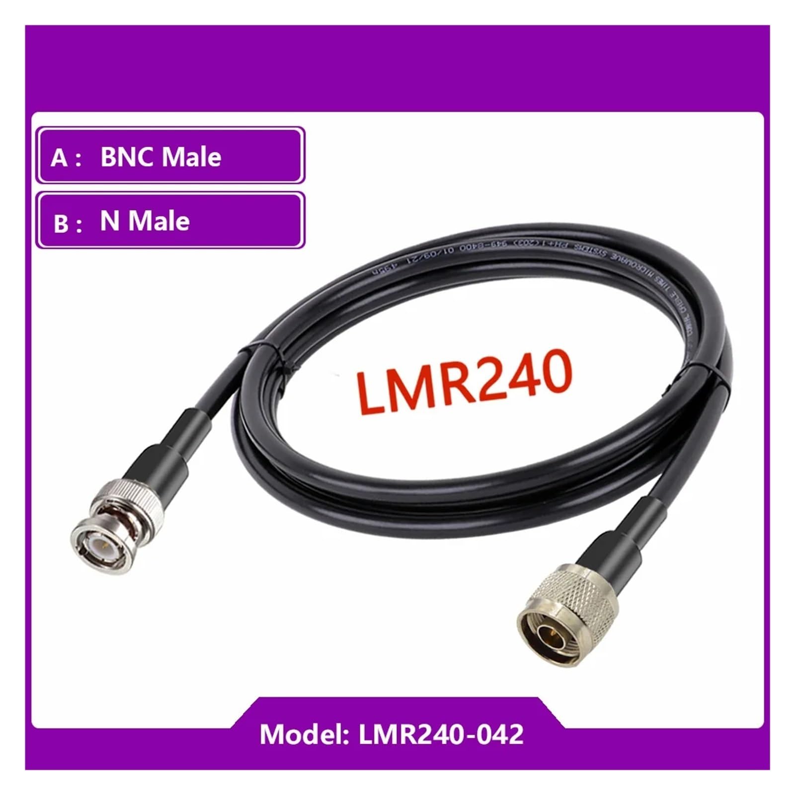 Kabel koncentryczny RF LMR240, wtyk BNC męski do anteny sygnałowej N/PL259, niskostratna fala stojąca, adapter pigtailowy 50-4 Lucky(BNC M to N M,20M(65.6FT))