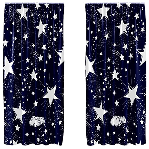 Cortinas opacas azules con estrellas para habitación infantil 2