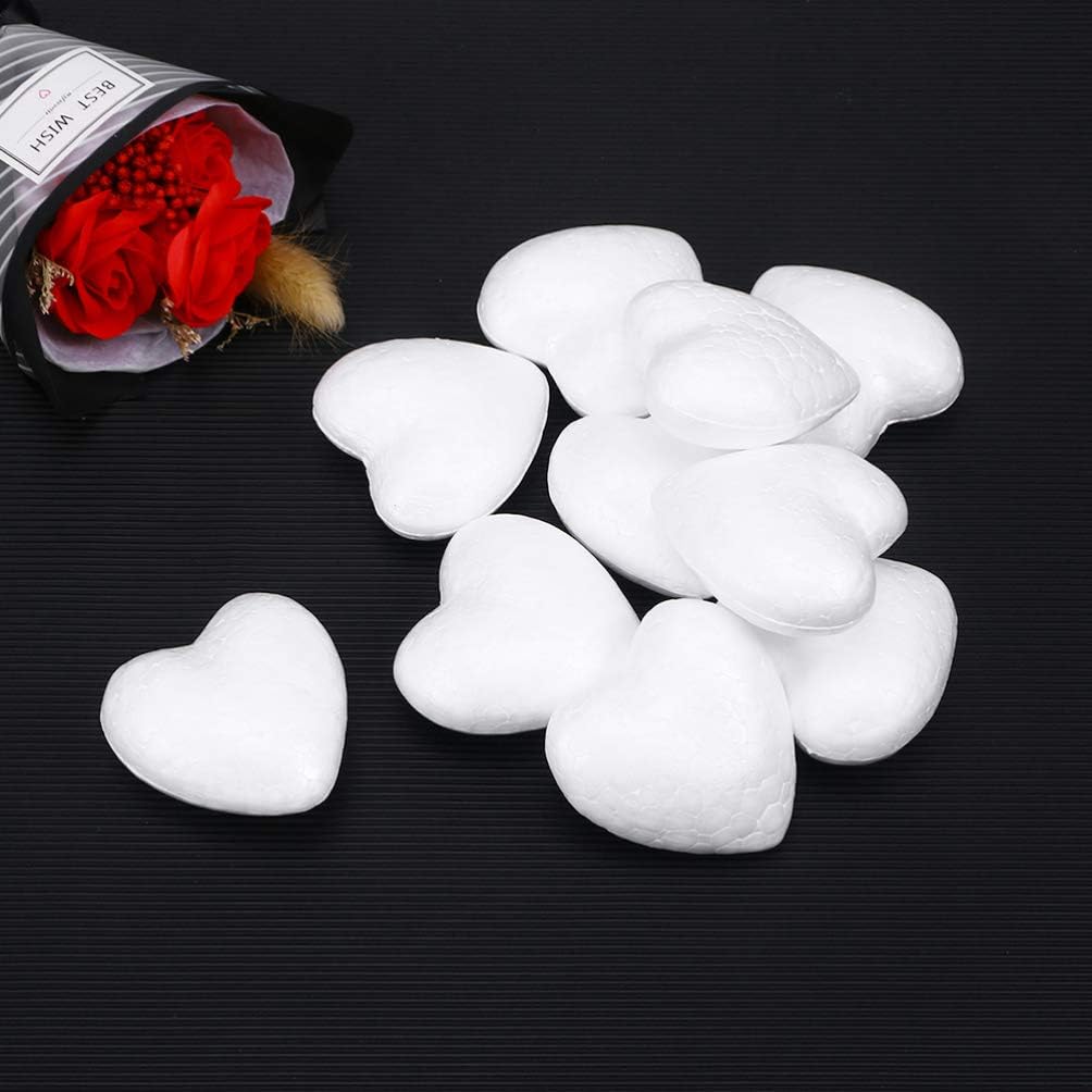 Amosfun 16.5cm Craft Foam Heart White Foam Balls Heart Shape Christmas Craft Ball Polystyrene Foam Shape Craft Modeling Flower Arrangements Wedding Decorations 4pcs