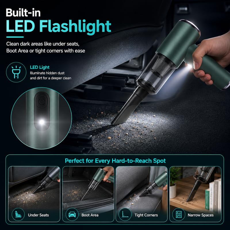 Image of Vacuum Cleaner for Car Use | 20000PA Powerful Suction | Cordless Car Vacuum Cleaner and Blower | Rechargeable 6000mAh | BLDC Motor | 1 Year Warranty