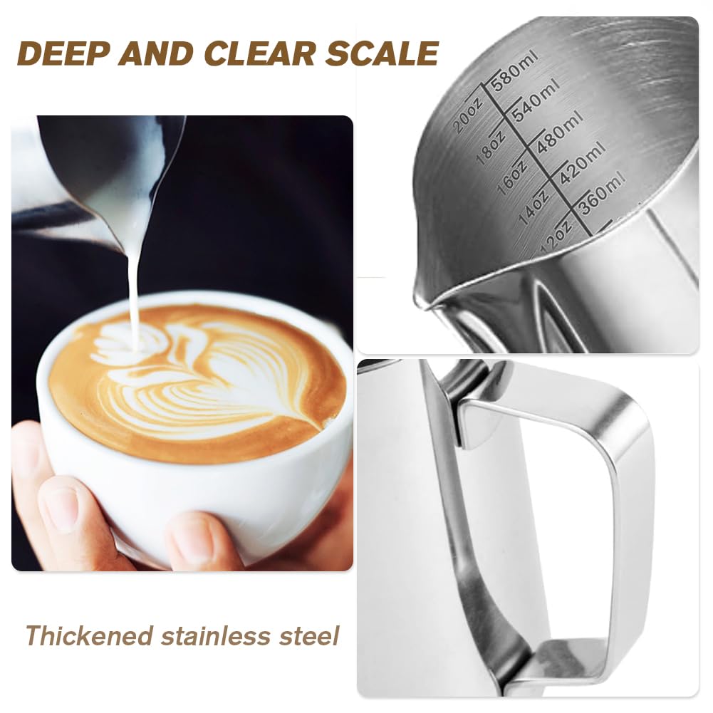Pichet à Lait Inox 600ml - Mousseur Pour Latte Art Cappuccino