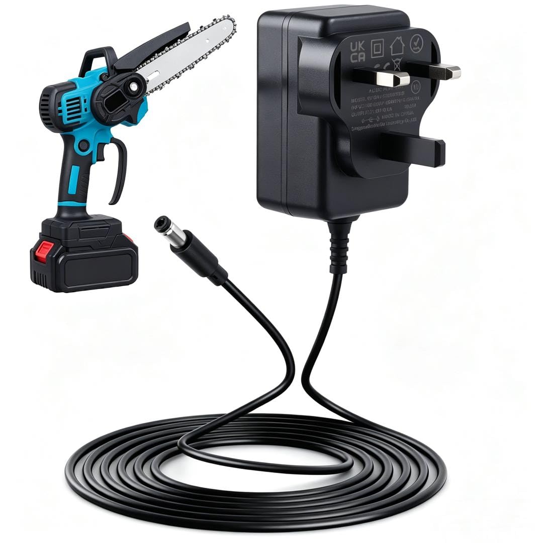 21V0.5A Lithium Battery Charger for Mini Chainsaw Charger Fast Charging with LED Indicator 1.2m Impact Wrench Pruning Shears Compatible with DC 5.5 * 2.5 Lithium Batteries