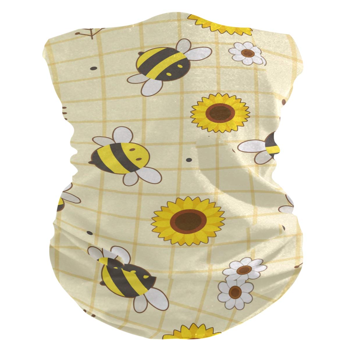 hengpai Neck Gaiter Women Face Scarf Mask-Dust, Balaclava Face Mask Bandana Cute Bee Sunflower White Yellow