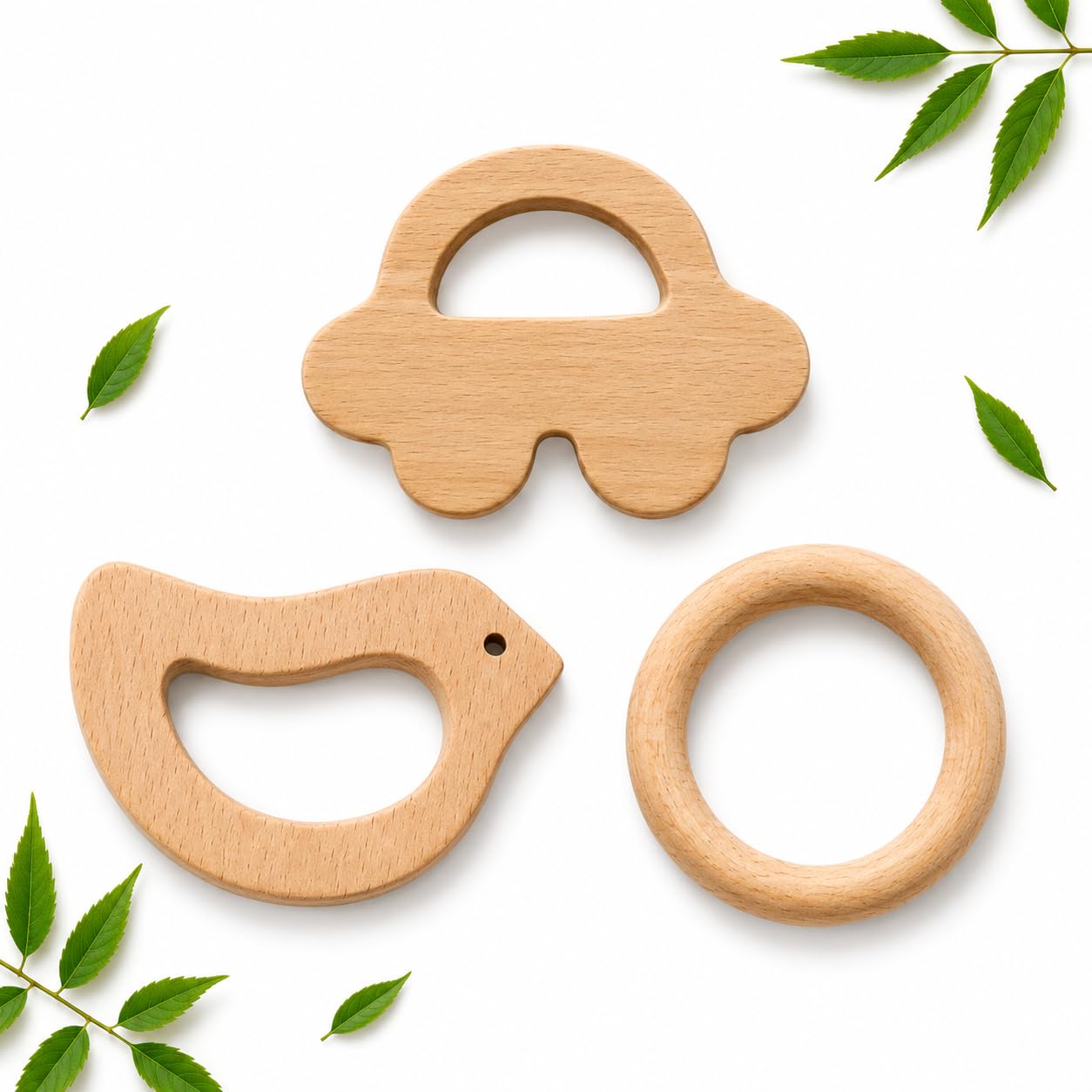 Phytosanitized Wooden Teether for Babies – Safe, Natural, Non-Toxic, Germ-Free (Set of 2) (Car+Bird)-image-45