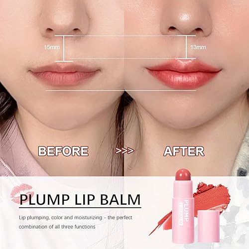 Miniatura 6 de Bálsamo labial Plumping de 4 colores, bálsamo labial hidratante con tinte profundo para labios secos, agrietados y agrietados (color 01)