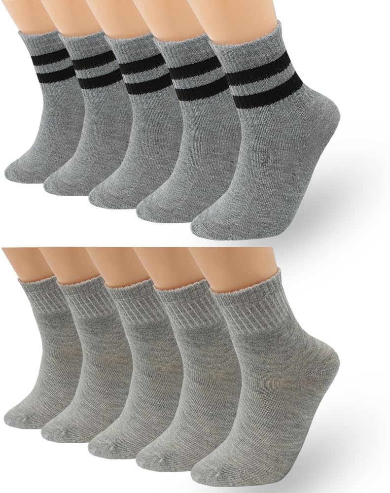 10PC Boys and Girls Socks High Cotton Elastic and boneless seams for comfort, perfect for students, teens sports