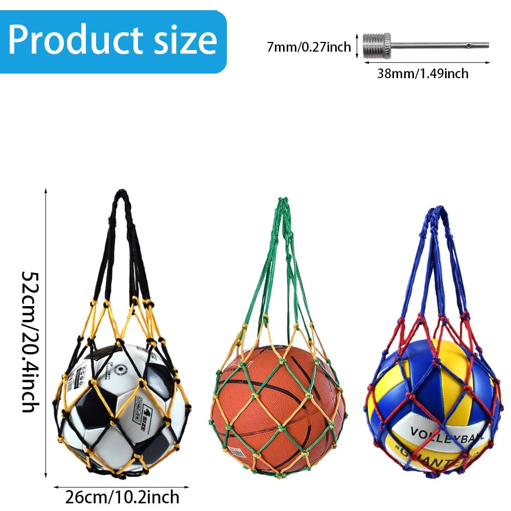 Bolsa de Red para Pelotas de Fútbol, Baloncesto, Rugby y Voleibol - Portátil con 3 Agujas