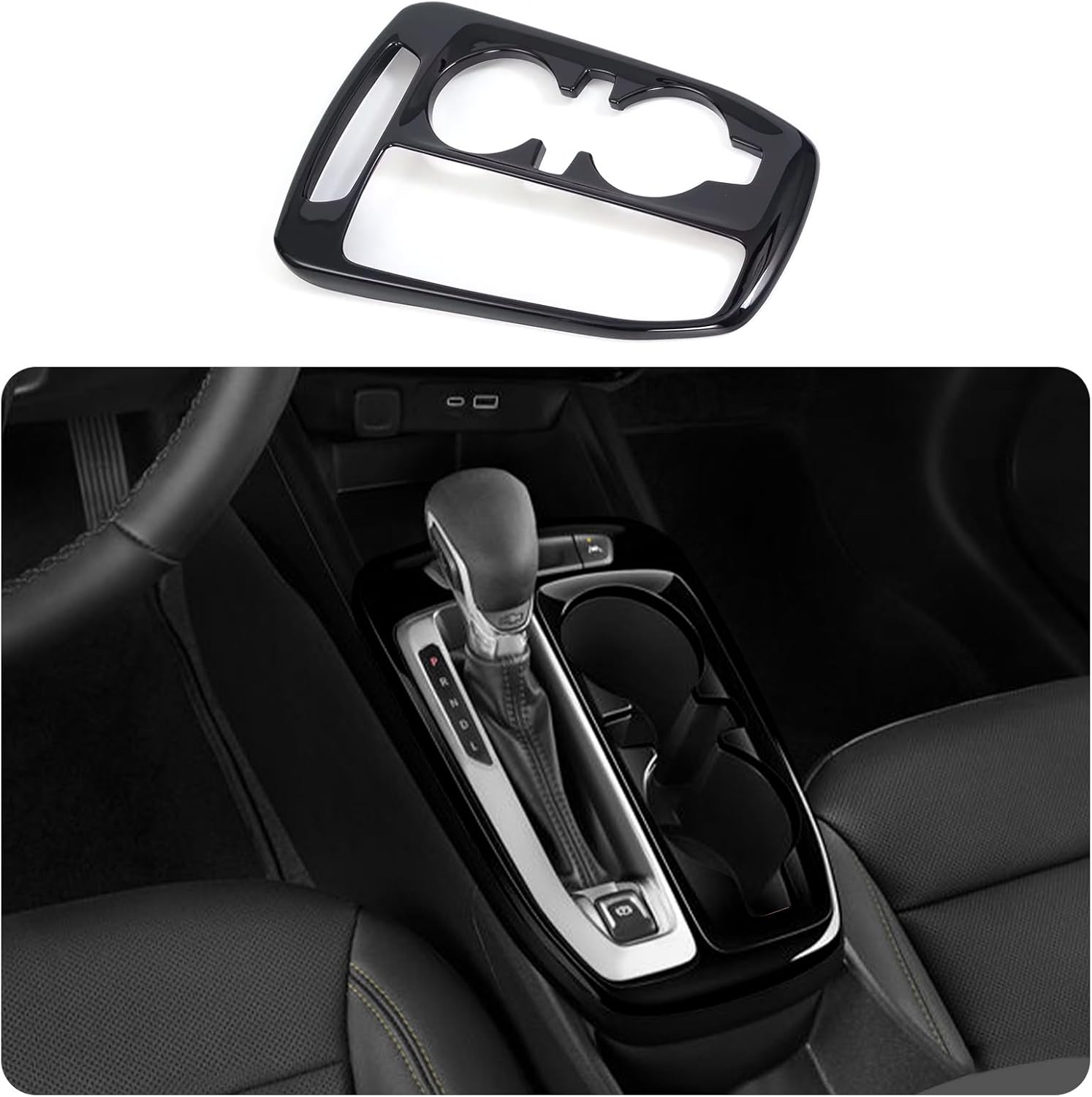 Car Accessories Fit for Chevrolet TRAX 2024 2025 2026 Center Console Gear Shift Knob Console Panel Cover Trims (Glossy Black) 1PCS ABS