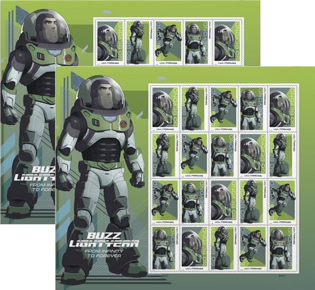 Go Beyond (2 hojas de 20) Buzz Lightyear de Infinity to Forever Sellos postales 2022 Scott #5709-5712