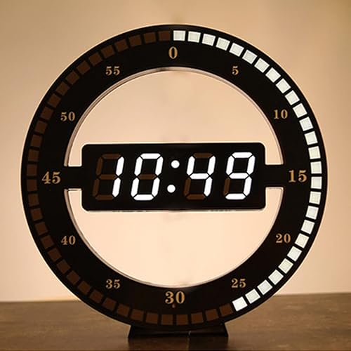 Miniatura 3 de Reloj de pared redondo con anillo LED de 12 pulgadas, reloj electrónico, función inteligente de detección de luz, pantalla digital grande, para