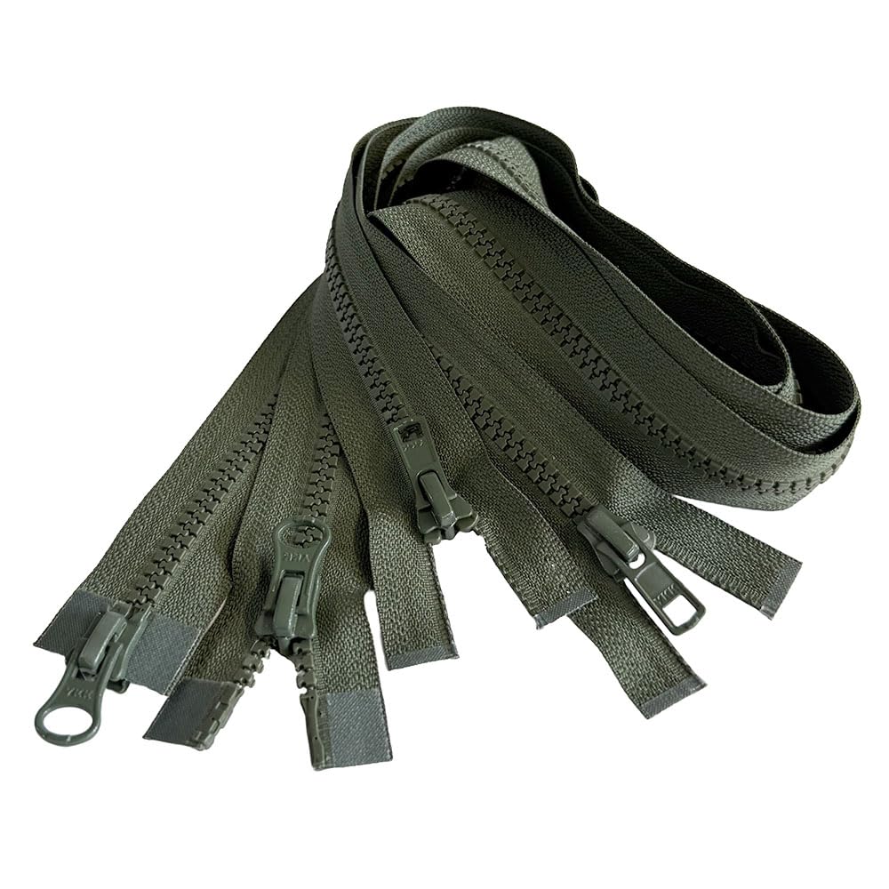 2pcs YKK #5 Molded Plastic Two-Way Separating, Open-End Jacket Zipper - Tape Color: Black Olive #567W - Choose Your Length - Made in The United States