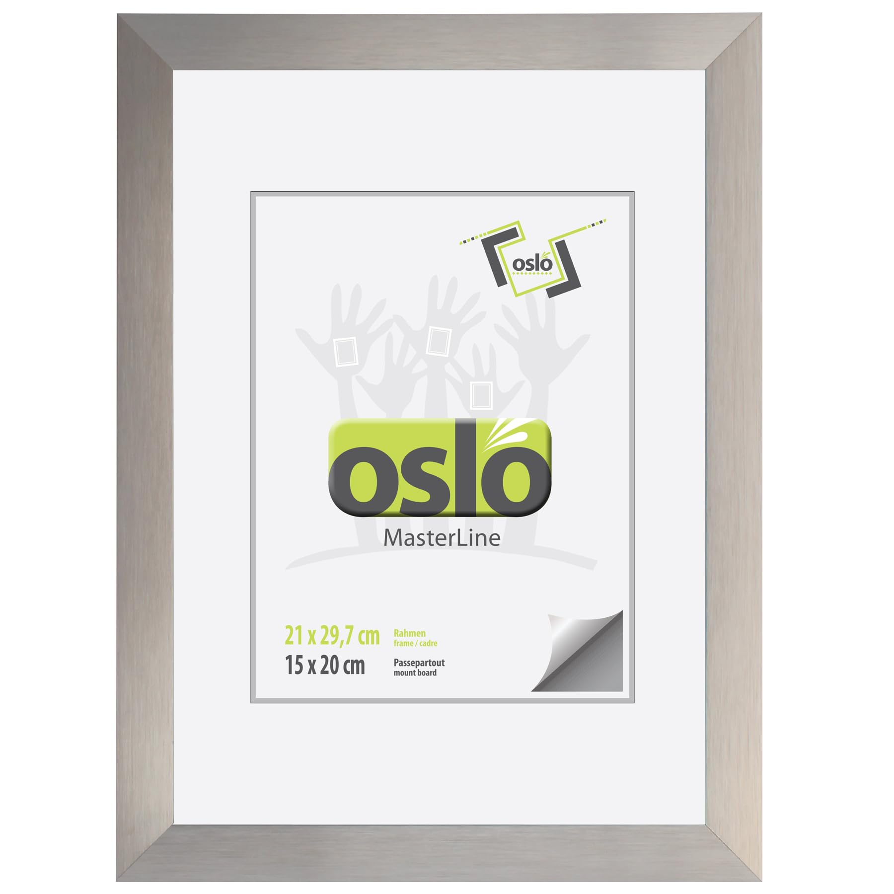 OSLO MasterLine Zestaw 2 ramek na dokumenty DIN A4 (21 x 29,7 cm), srebrno-złote, z aluminium z prawdziwym szkłem – elegancka, trwała wymienna ramka – tylna ścianka FSC – eleganckie wzornictwo do