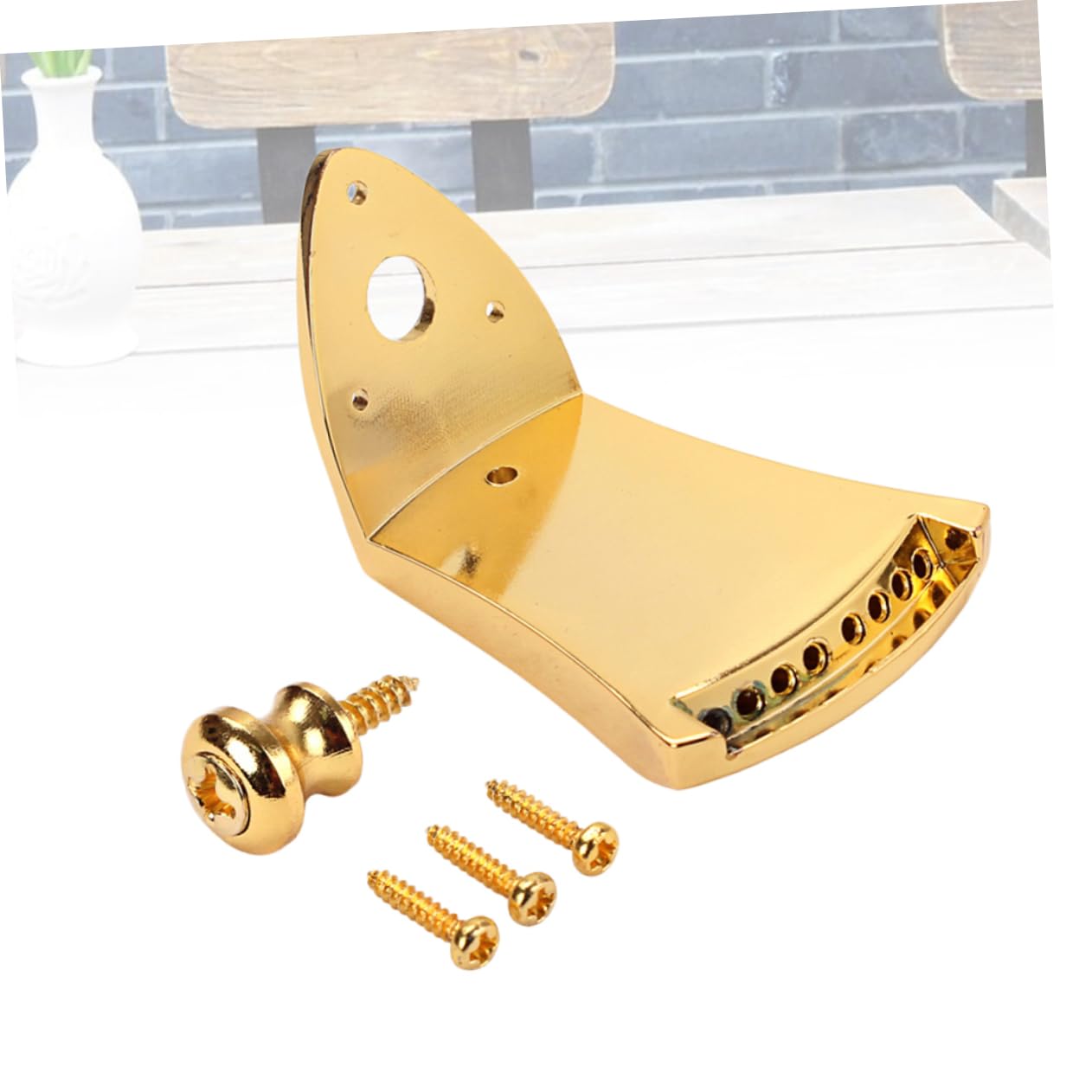 OFFSCH Metal Tailpiece for 8-string Mandolin Gold Finish Decorative Cover Quick-release Design Mandolin Instrument Accessory