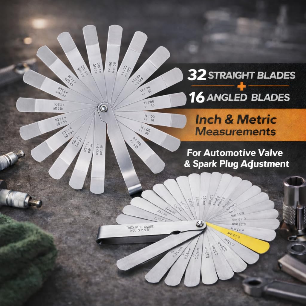 Feeler Gauges Set, 2pcs Stainless Steel 32 Straight & 16 Angled Blades image 3