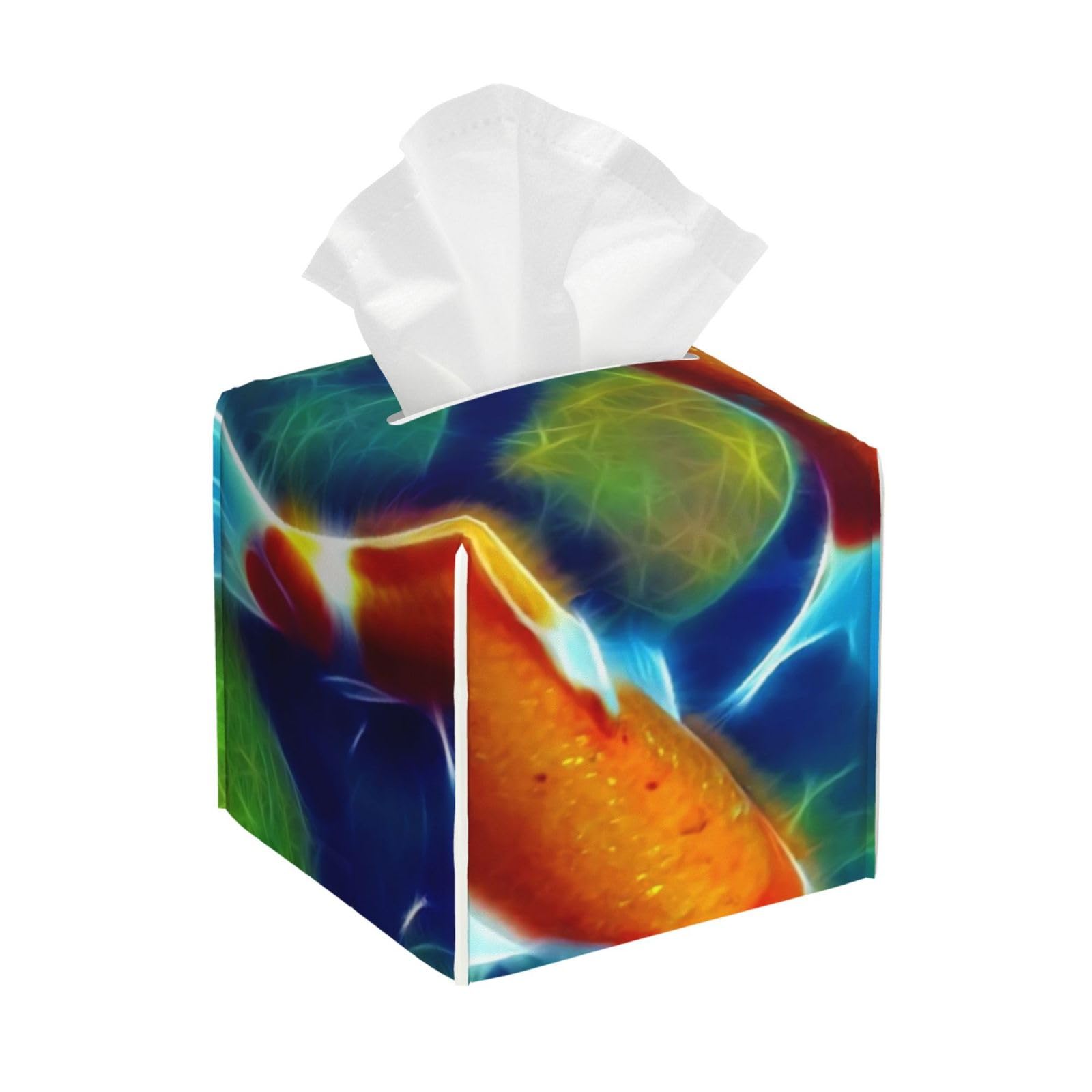 Carp Koi Fish Garden Pond Abstract Animal PVC Cube Tissue Pack for Home Office Bathroom Use