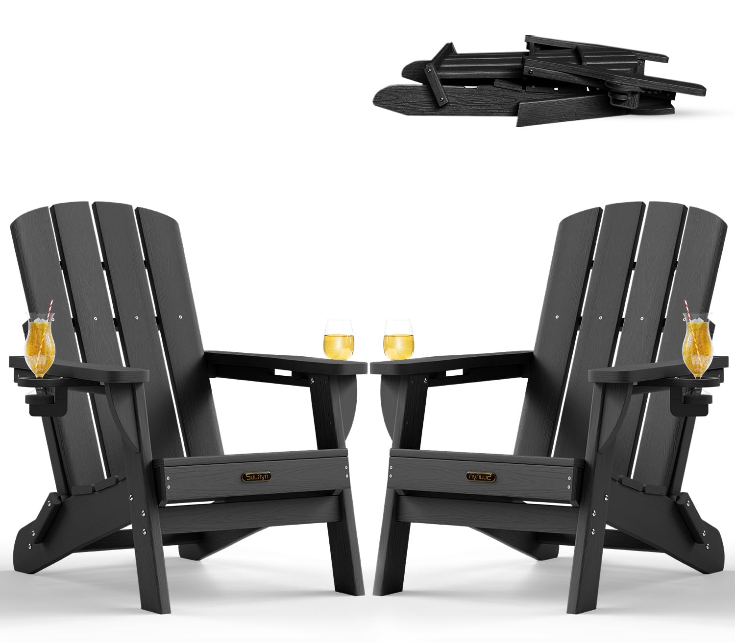 SUUNYN HDPE Folding Adirondack Chair Set of 2