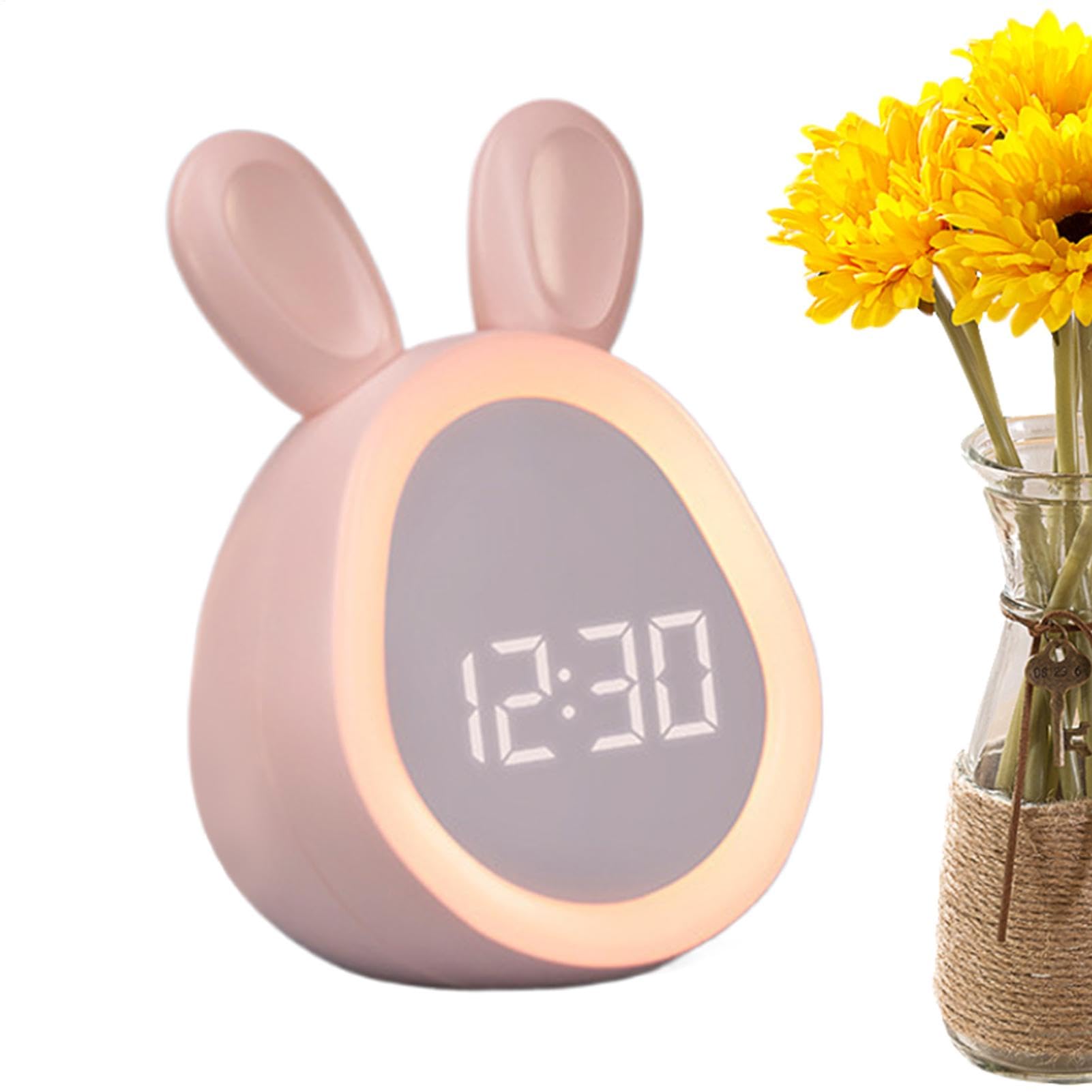 Réveil numérique mignon en forme de lapin avec veilleuse USB pour la chambre