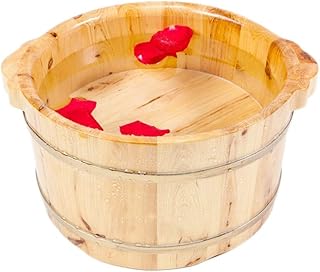 Barril de madeira para spa dos pés Spa para pés e pernas para adultos, balde de madeira para sauna, banho de pés relaxantes para pedicure, spa de massagem para pés em casa, banheira grande para banho