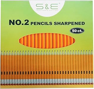 S & E TEACHER'S EDITION 50Pcs Wooden Pencils with Eraser Tops, Wood Pencil, Pre-sharpened Pencils with Eraser top, 2 HB Pencil for Writing Drawing Sketching Back to school