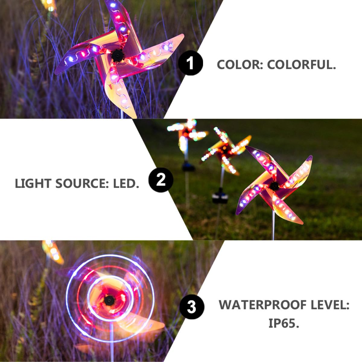 DOITOOL Luces Solares para Jardín Carga Solar en Forma de Molino de Viento, 2 Piezas Instalación Sencilla, Luz Decorativa para Patio y Jardín Exterior