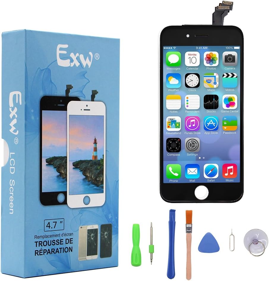 EXW LCD Touch Screen Digitizer Replacement Full Assembly for iPhone 6 4.7 inch with Free Tools Kit … (For iohone 6 Black)