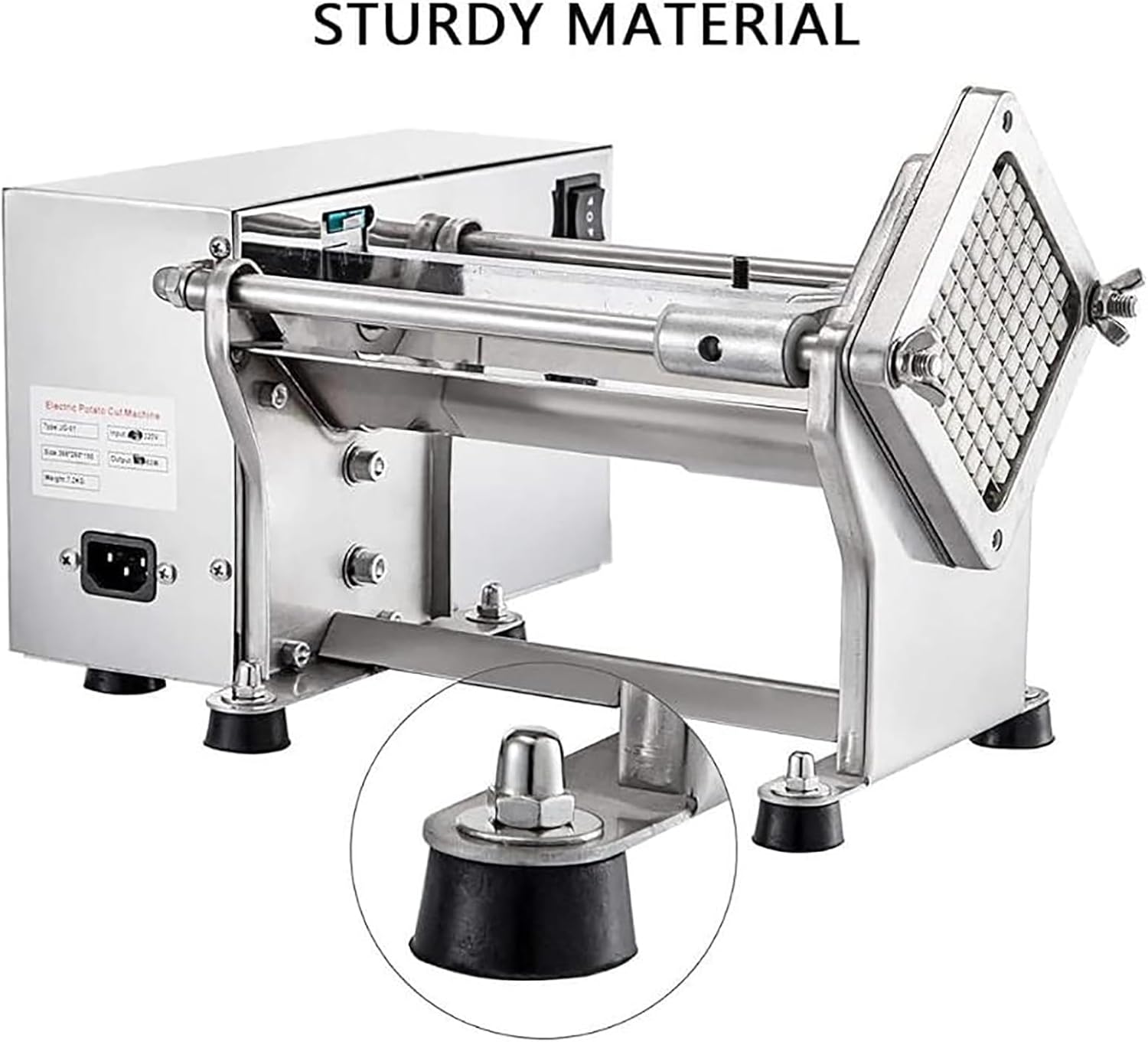 Electric French Fry Cutter Machine - Heavy Duty Potato Cutter with 6x6, 9x9, 13x13 mm Blades, High Output 200-300 Kg/H for Potatoes, Carrots, Cucumbers, Ideal for Restaurants and Home Use