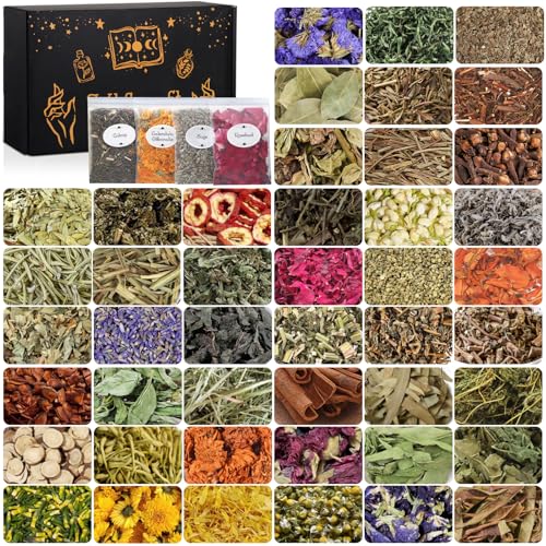 Vakuny 45pcs Witchcraft Supplies Kit, Bulk Dried Flowers for Wiccan