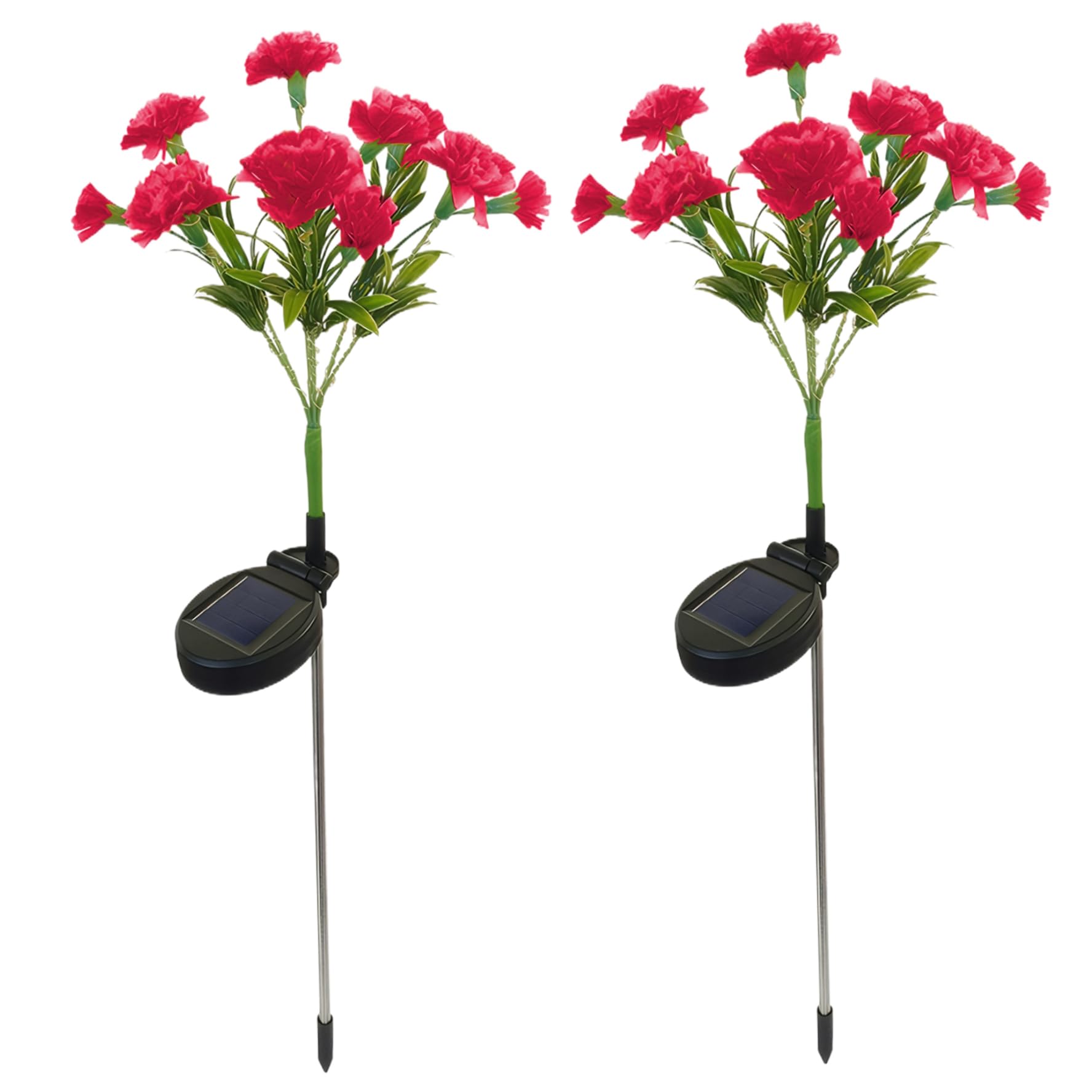 Hperu Solar Flower Lights Outdoor 2PCS Carnation Solar Flower Lights Outdoor, 27.2" Waterproof Solar Garden Lights, Easy to Use Solar Garden Decor for Lawn Yard Patio Red