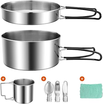 Set Pentola Da Campeggio Odoland 7 In 1 - Acciaio Inox Pieghevole Per Scout E Outdoor - Foto 7