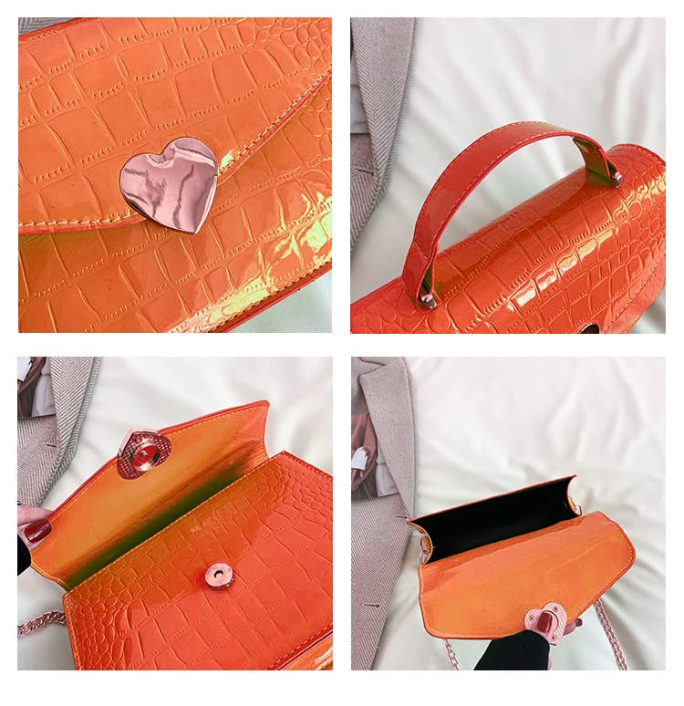 SHUIANGRAN Crossbody Bags for Women Leather Quilted Shoulder Bag Top Handle Clutch Handbag, Cute Shoulder Purse Orange3