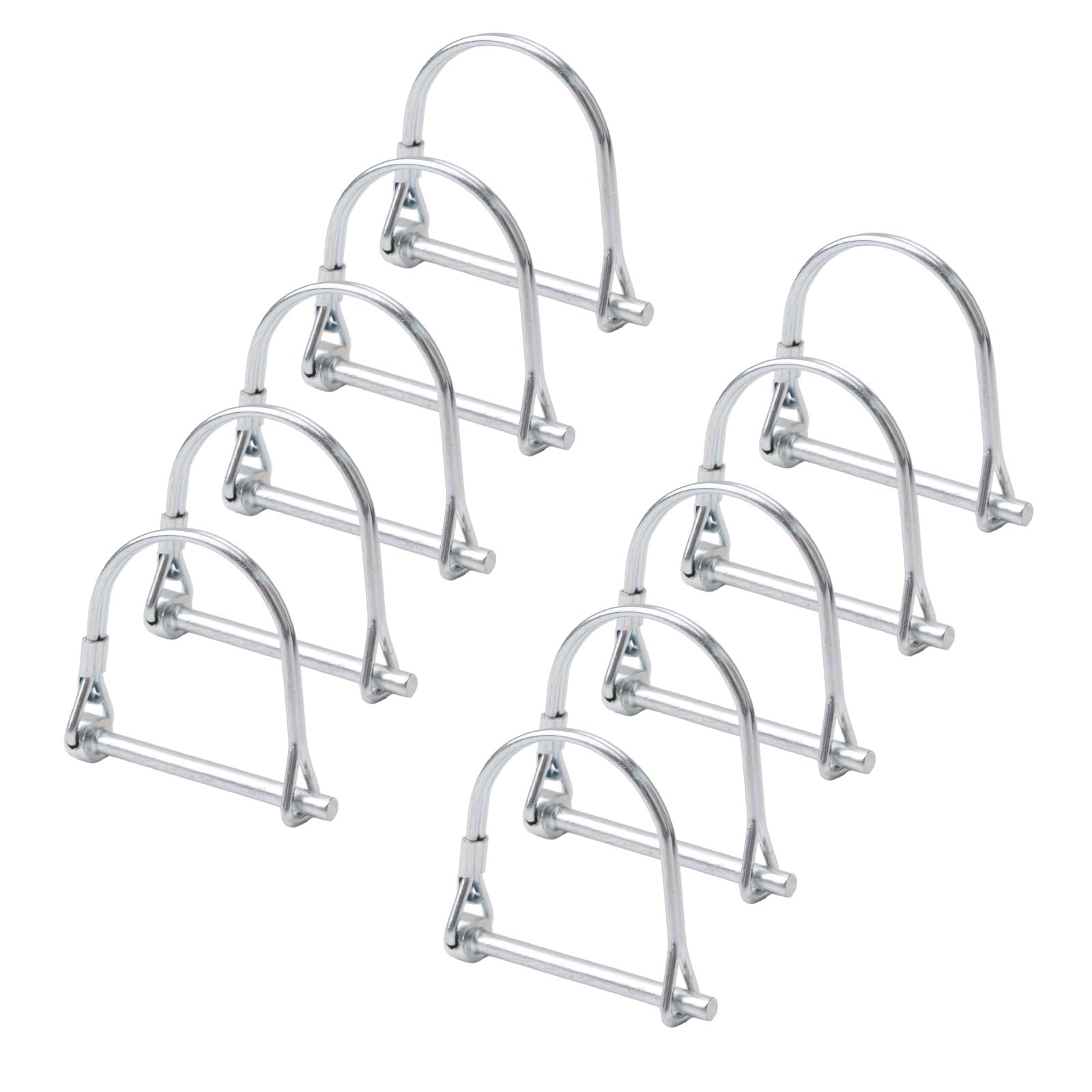 INCREWAY 10Pcs Wire Lock Pin, Carbon Steel Shaft Locking Pin, Round Loop Wire Lock Pin for Track Farm Lawn（M5*50）