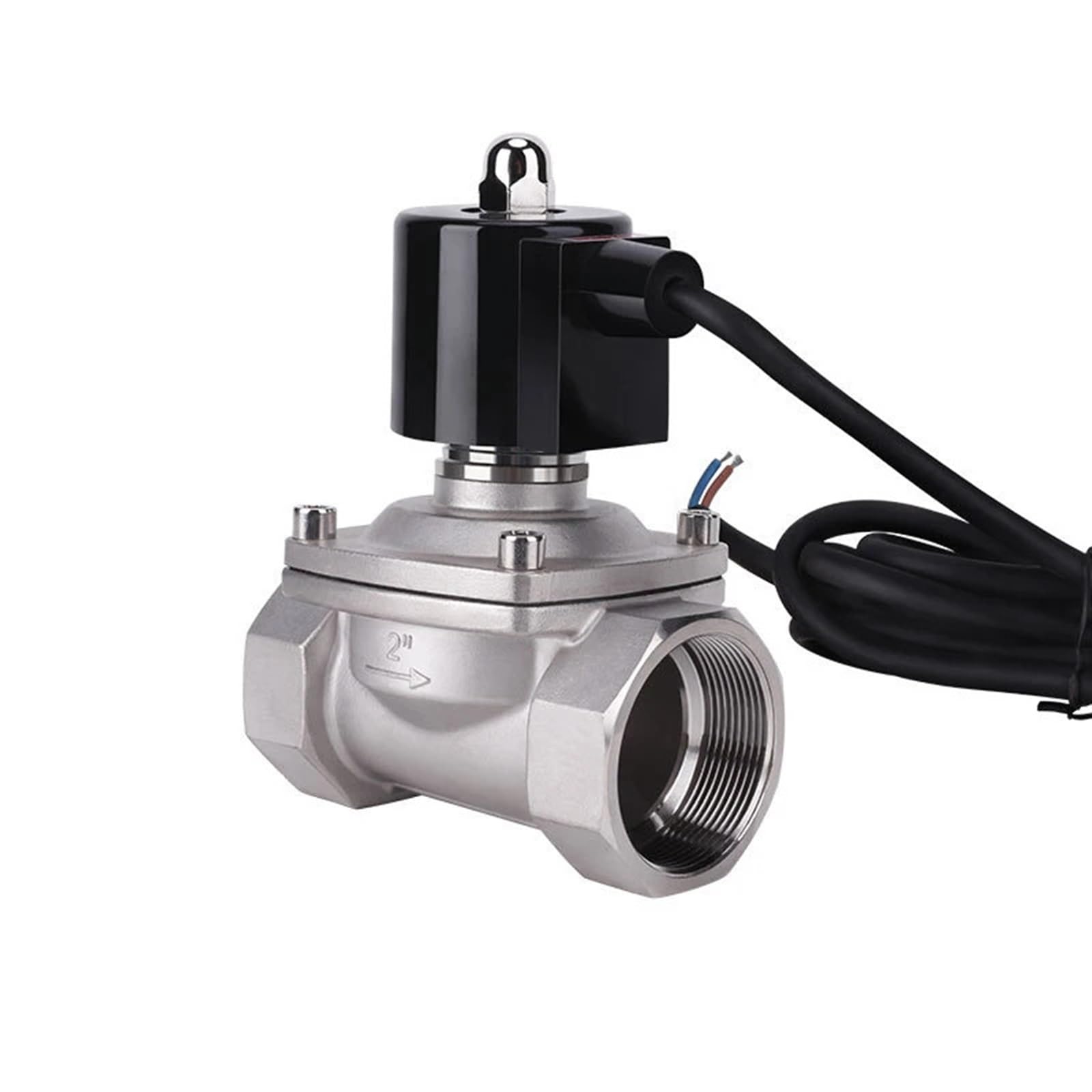 PEQYUACTE 2" Stainless Steel Normally Closed Underwater Solenoid Valve IP68 Waterproof 110V 24V 12V 24v Solenoid Valve(220VAC)