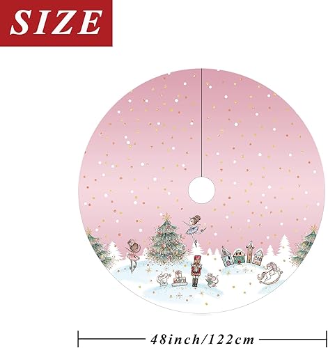 Miniatura 2 de Falda de árbol de Navidad con estampado de bailarín rosa, falda de árbol de invierno de 48 pulgadas para decoración de interiores y exteriores